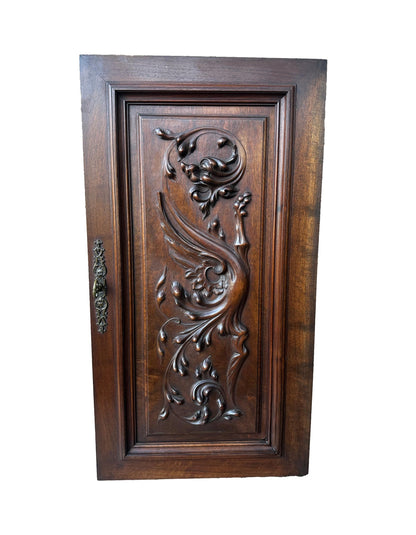 Antique Exceptional Hand Carved Chimera Walnut Wood Door