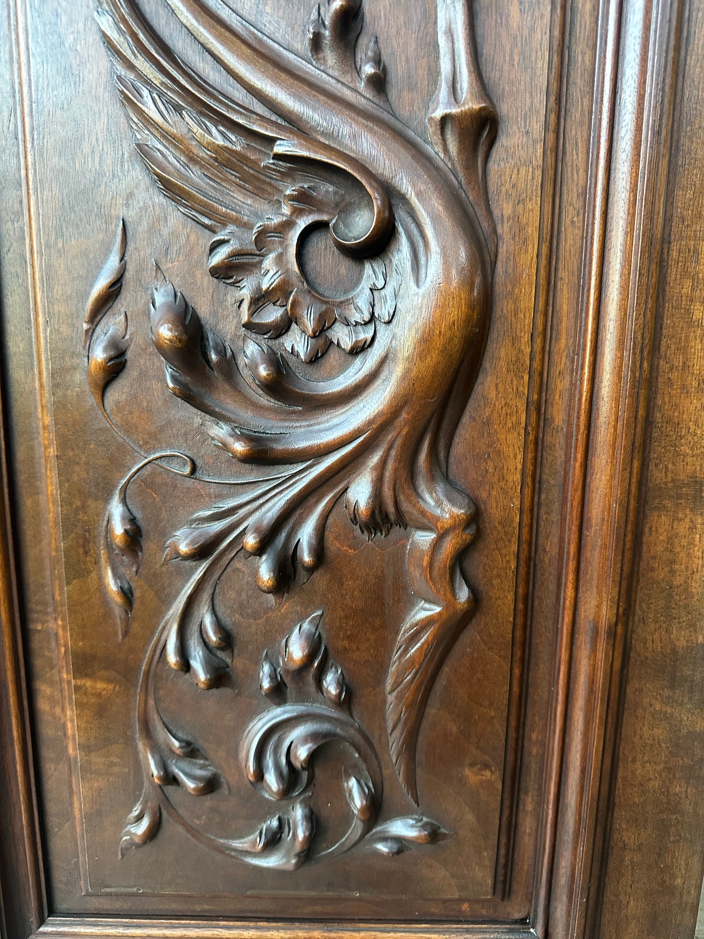 Antique Exceptional Hand Carved Chimera Walnut Wood Door