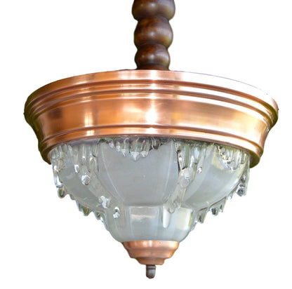 EZAN French Opalescent Glass Art Deco Chandelier