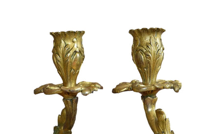 Pair of Rococo Style Ormolu Bronze Candlesticks