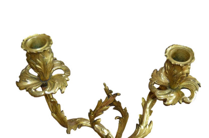 Pair of Rococo Style Ormolu Bronze Candlesticks