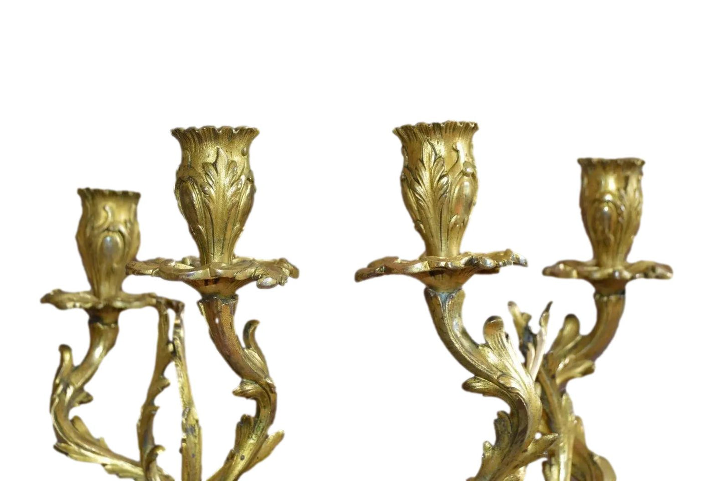 Pair of Rococo Style Ormolu Bronze Candlesticks