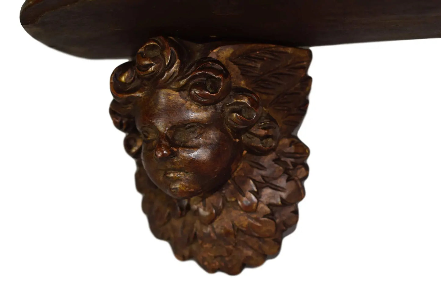 18th Italian Antique Carved Wood Angels Wall Bracket