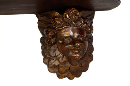 18th Italian Antique Carved Wood Angels Wall Bracket