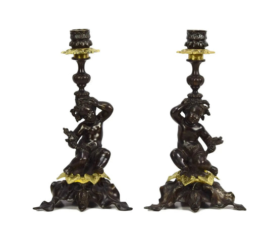 Pair of Antique Rococo Candlesticks