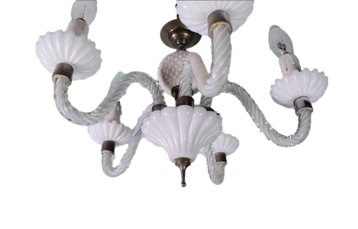 White Opaline Chandelier 5 Lights