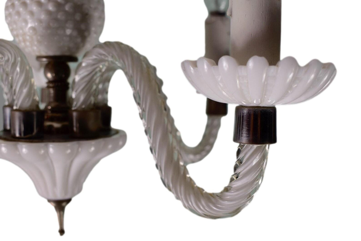 White Opaline Chandelier 5 Lights