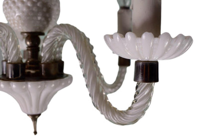 White Opaline Chandelier 5 Lights