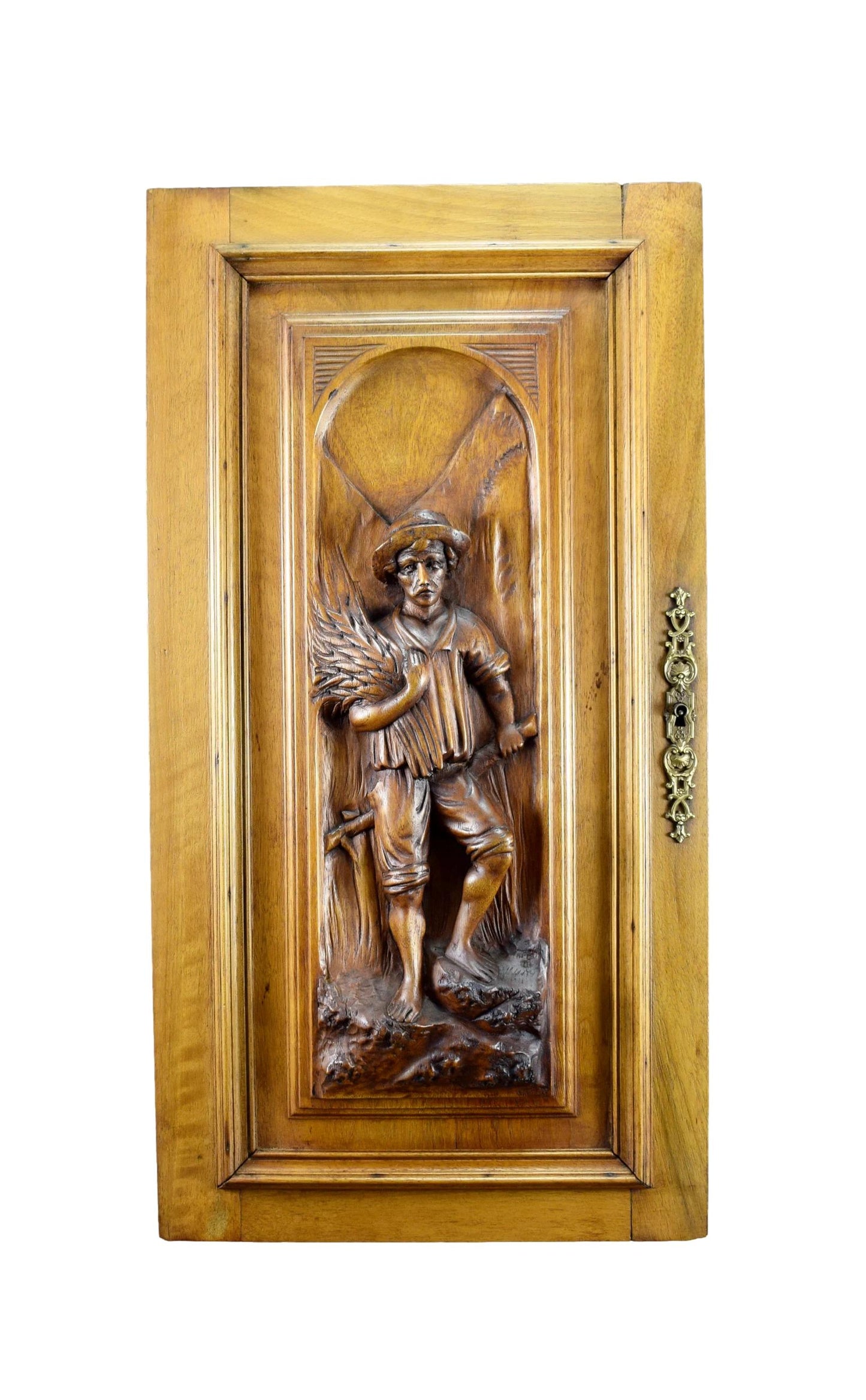 1900's Architectural Hand Carved Wood Cupboard Door