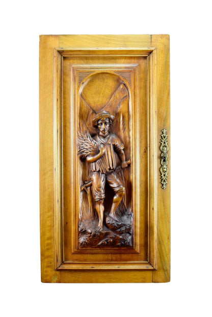 1900's Architectural Hand Carved Wood Cupboard Door