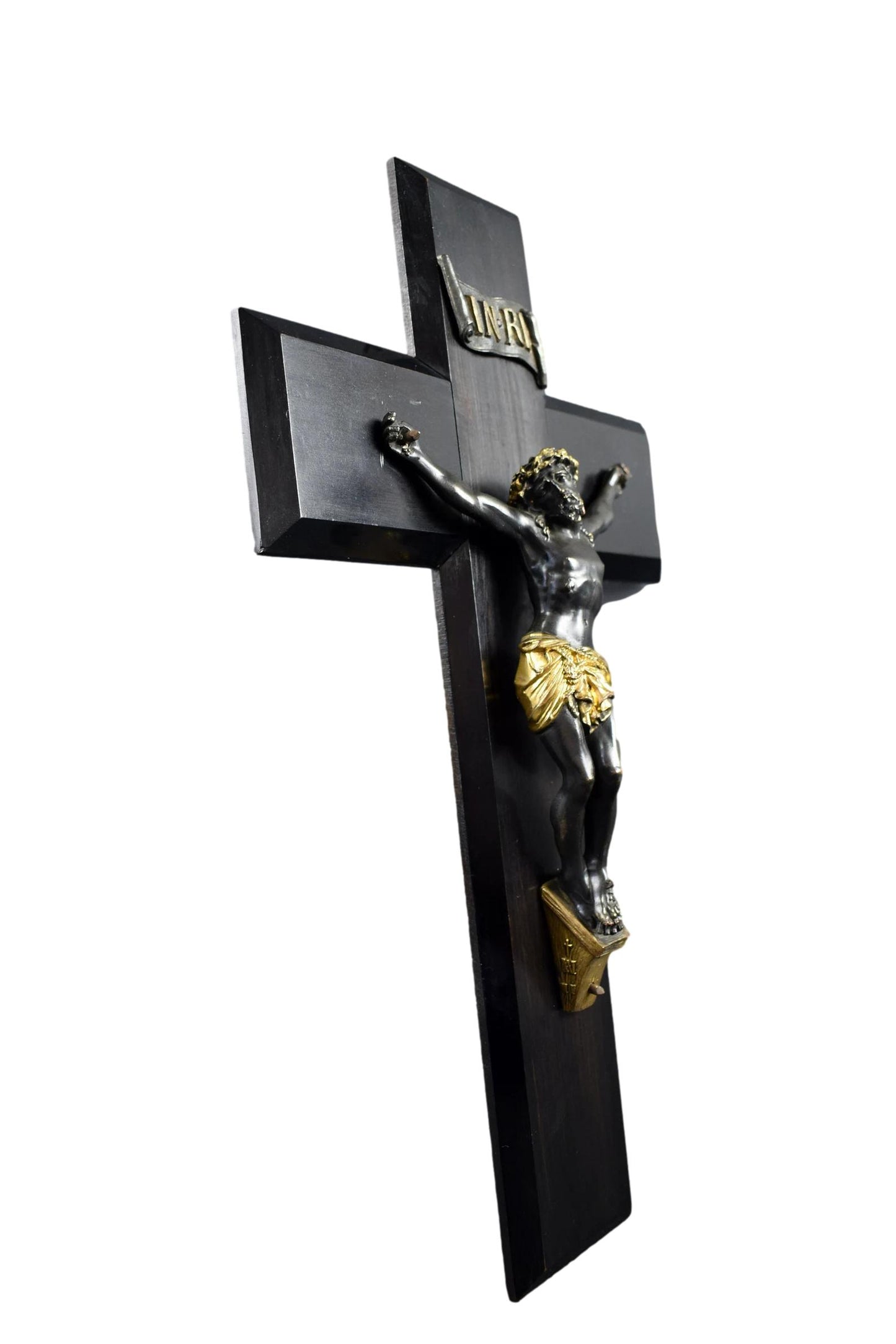 15" Hand Carved Wood Wall Cross Crucifix