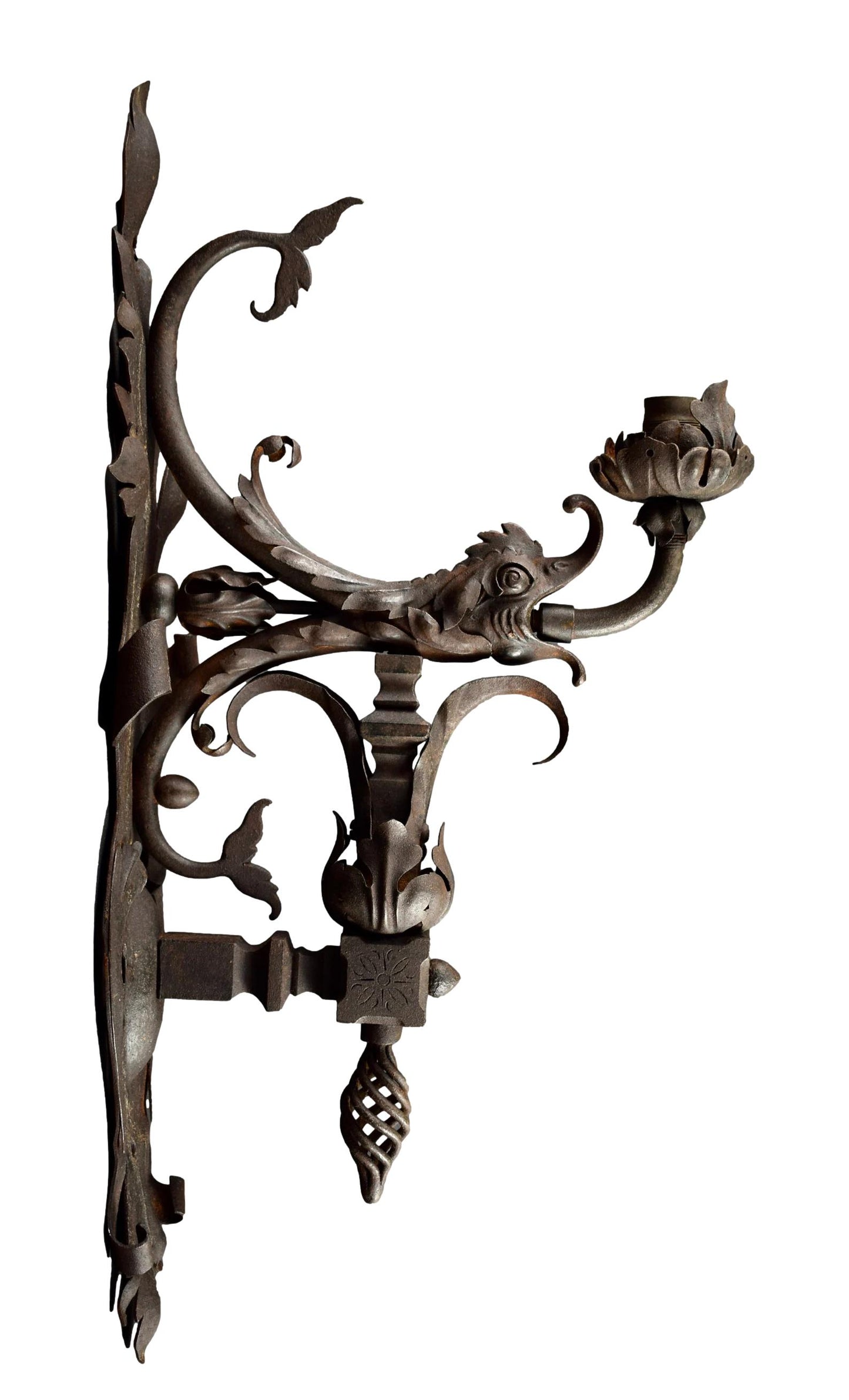 1920's Large Wrought Iron Sconce Dolphin design