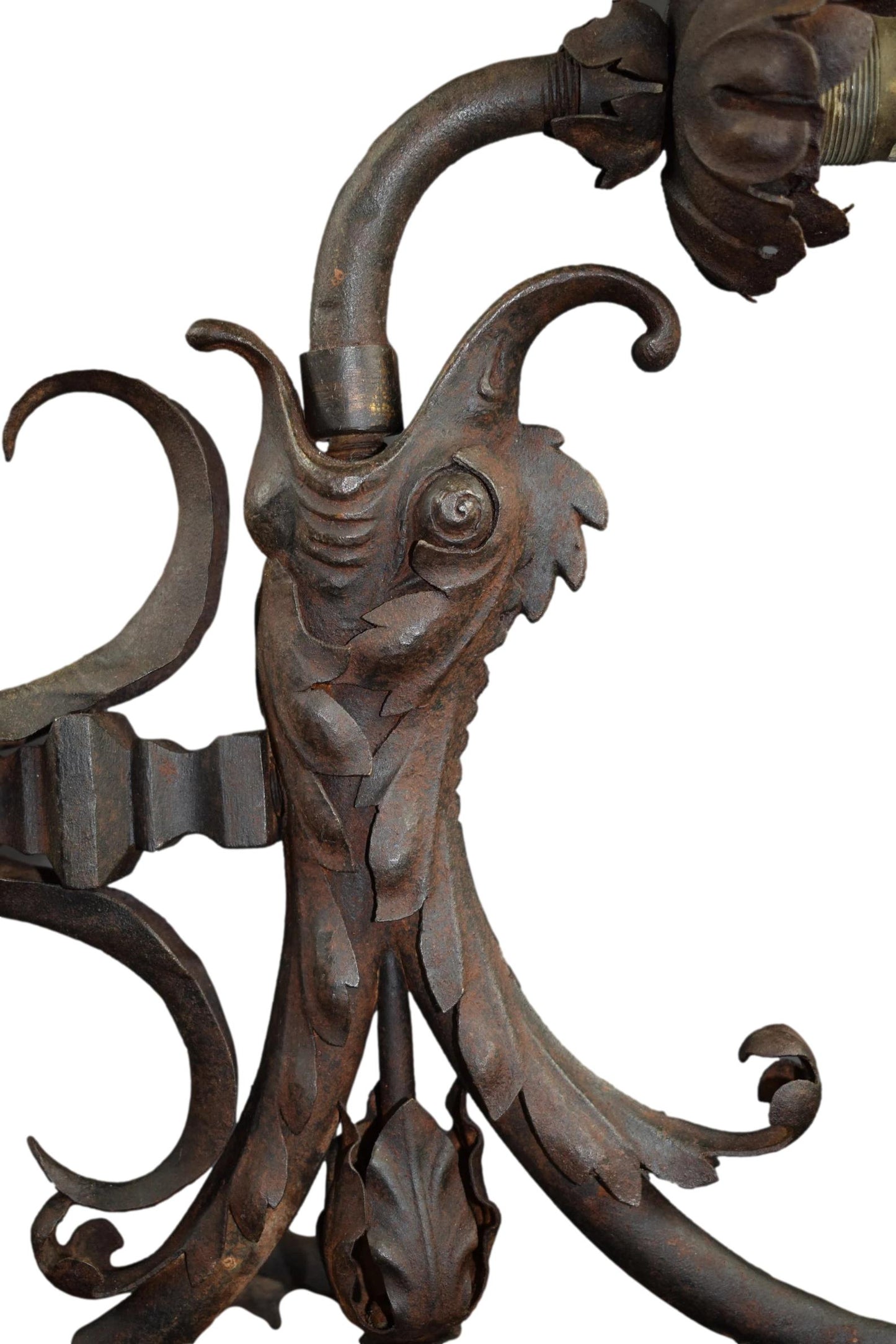 1920's Large Wrought Iron Sconce Dolphin design