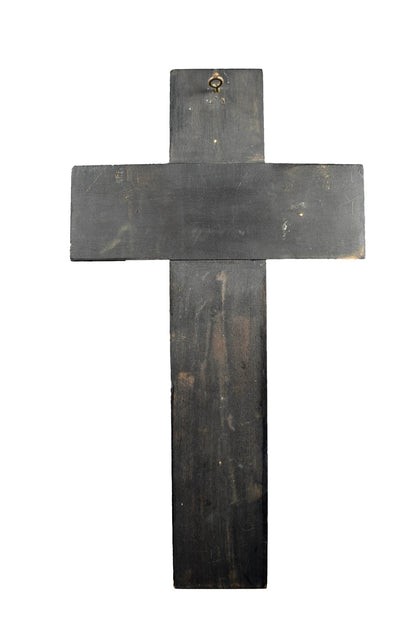 15" Hand Carved Wood Wall Cross Crucifix