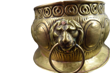 Antique Brass Bronze Planter Lion Head