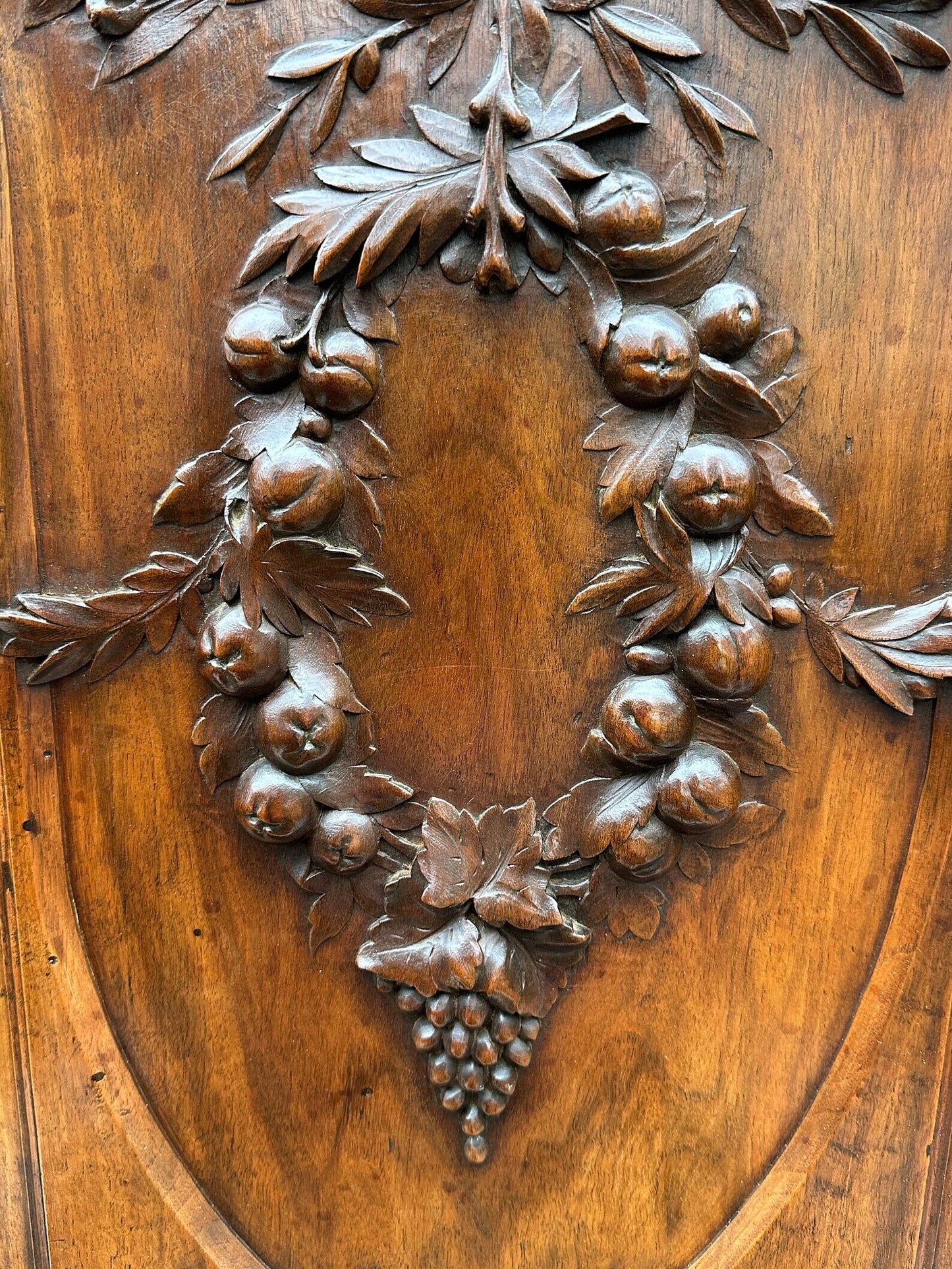 19th Large Carved Wood Cabinet Door Couple of Birds