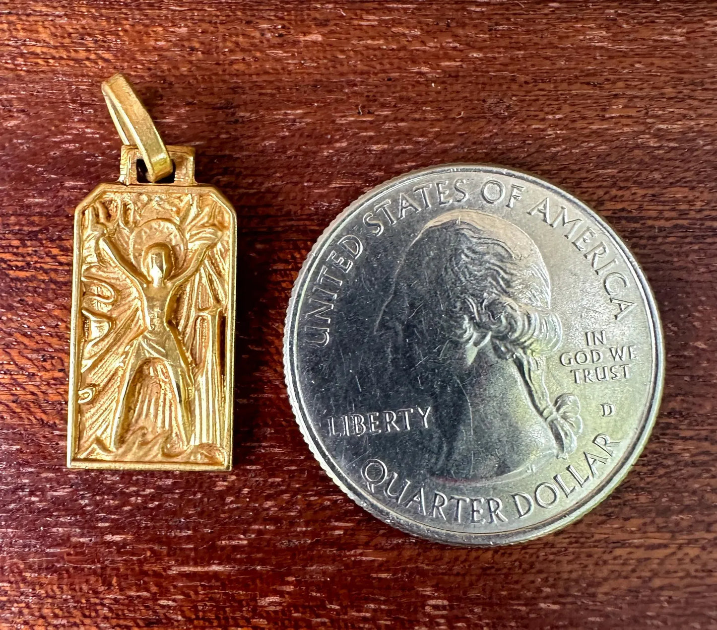 Saint Andrew Gilded Bronze Medal Pendant, Fernand PY Art Deco Religious Jewelry