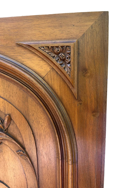 Art Nouveau Hand Carved Walnut Wood Cabinet Door