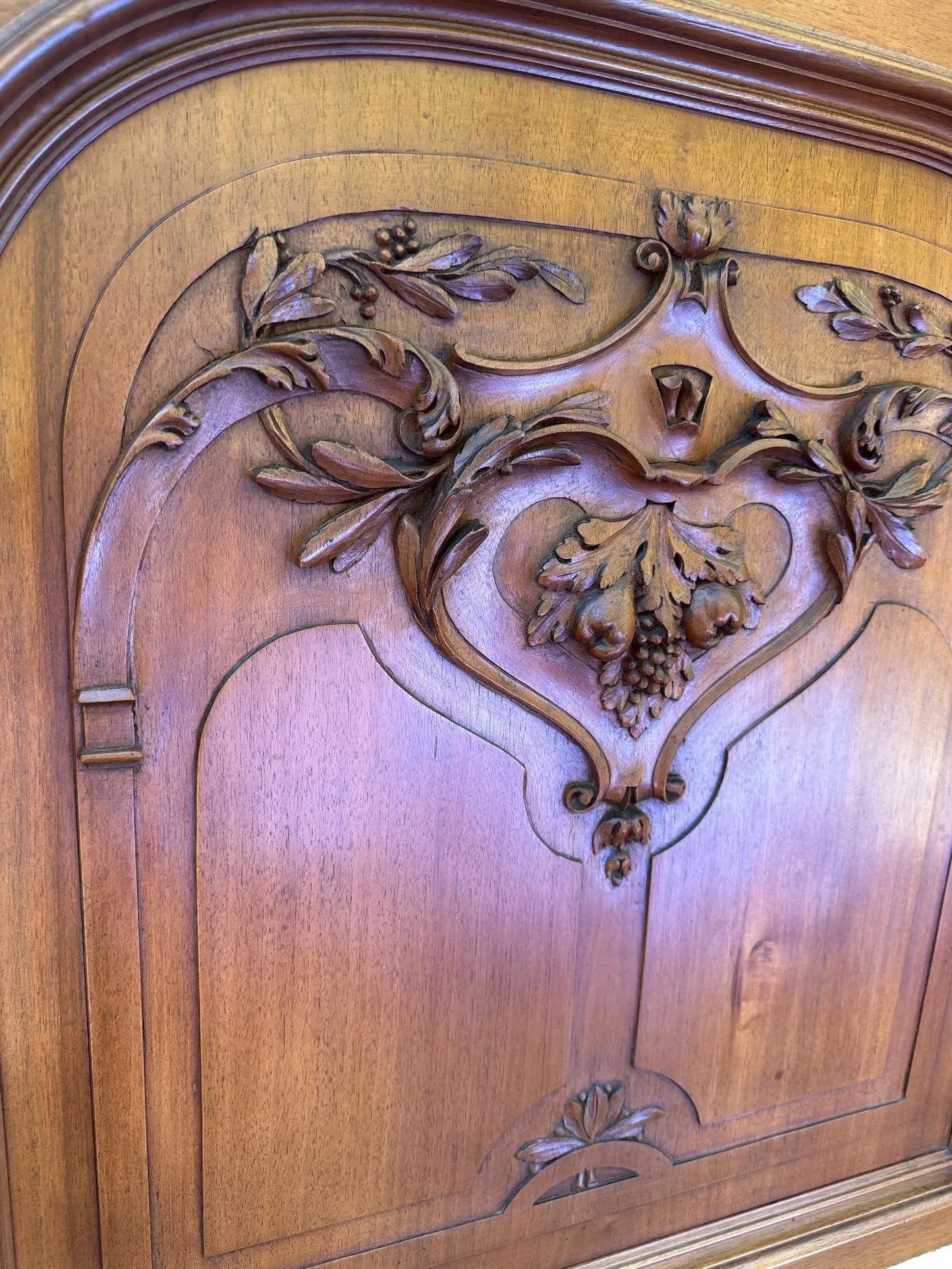 Art Nouveau Hand Carved Walnut Wood Cabinet Door