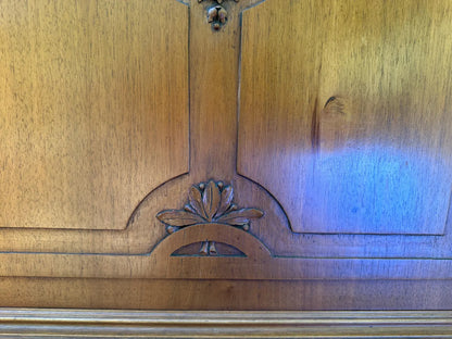 Art Nouveau Hand Carved Walnut Wood Cabinet Door