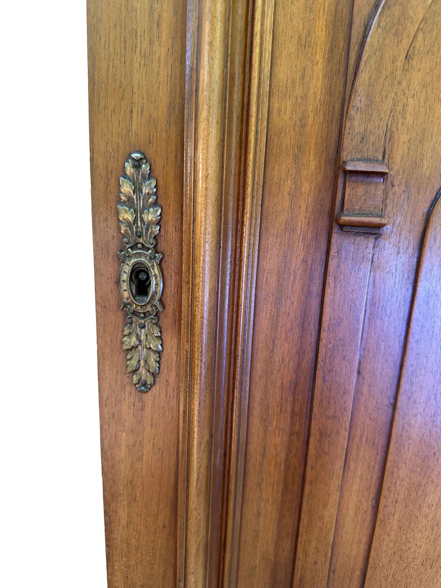 Art Nouveau Hand Carved Walnut Wood Cabinet Door