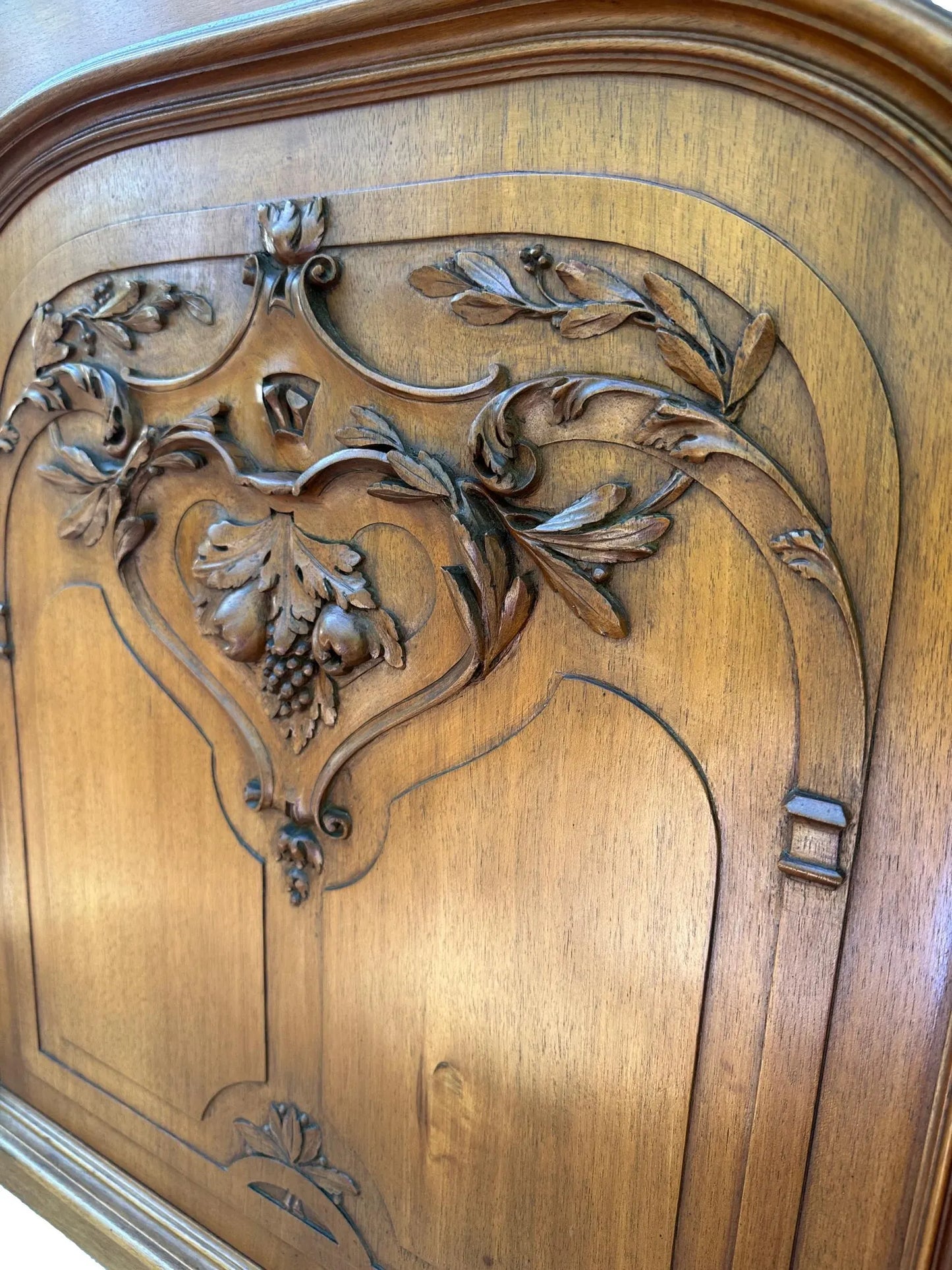 Art Nouveau Hand Carved Walnut Wood Cabinet Door