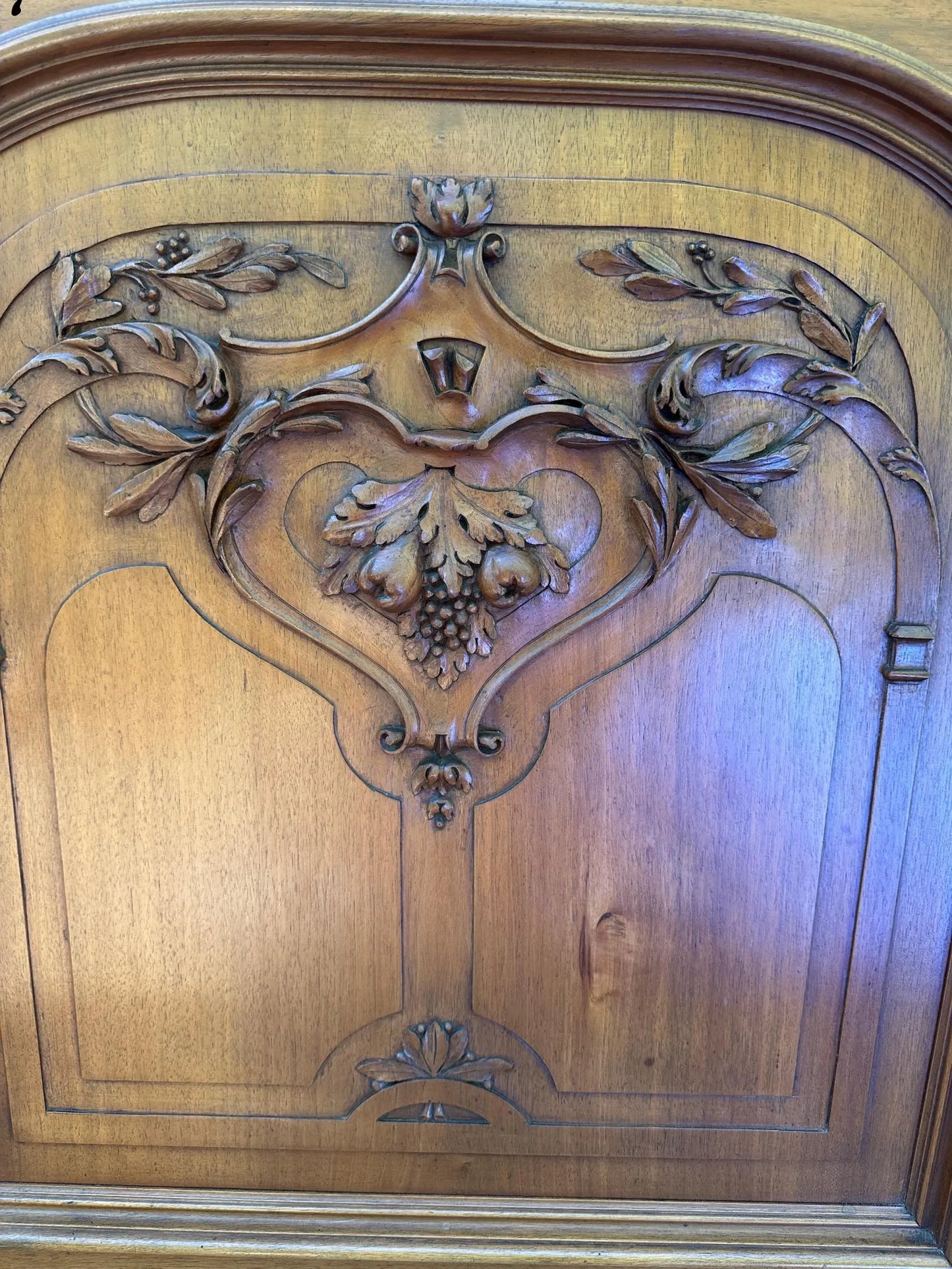 Art Nouveau Hand Carved Walnut Wood Cabinet Door