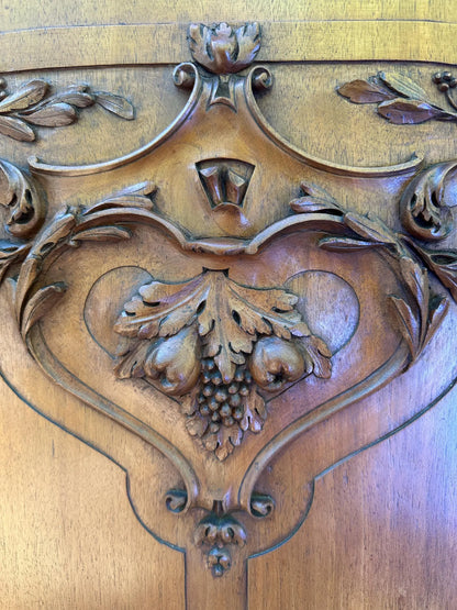 Art Nouveau Hand Carved Walnut Wood Cabinet Door