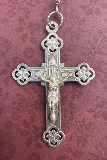 Rare Antique French Black Beads Sterling Silver Rosary