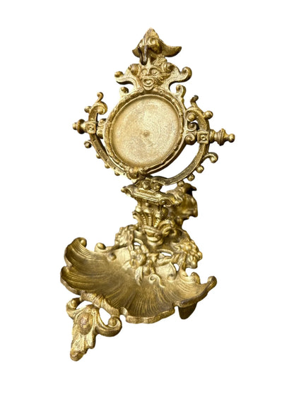 Antique French Gilded Bronze Pocket Watch Holder Stand Rococo Style