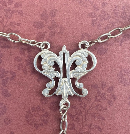 Rare antique French rosary in black pearls and sterling silver - Refined religious jewelry, ideal for prayer or a spiritual collection.