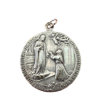 Ste Margaret Mary Alacoque Jesus Sacred Heart Pope Benedictus XV Silver Bronze Religious Medal