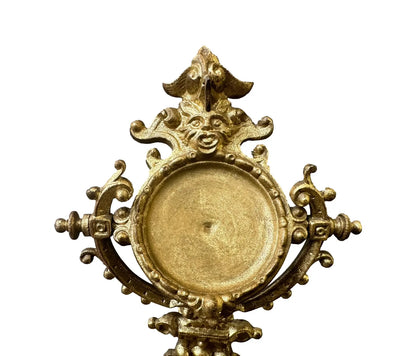 Antique French Gilded Bronze Pocket Watch Holder Stand Rococo Style