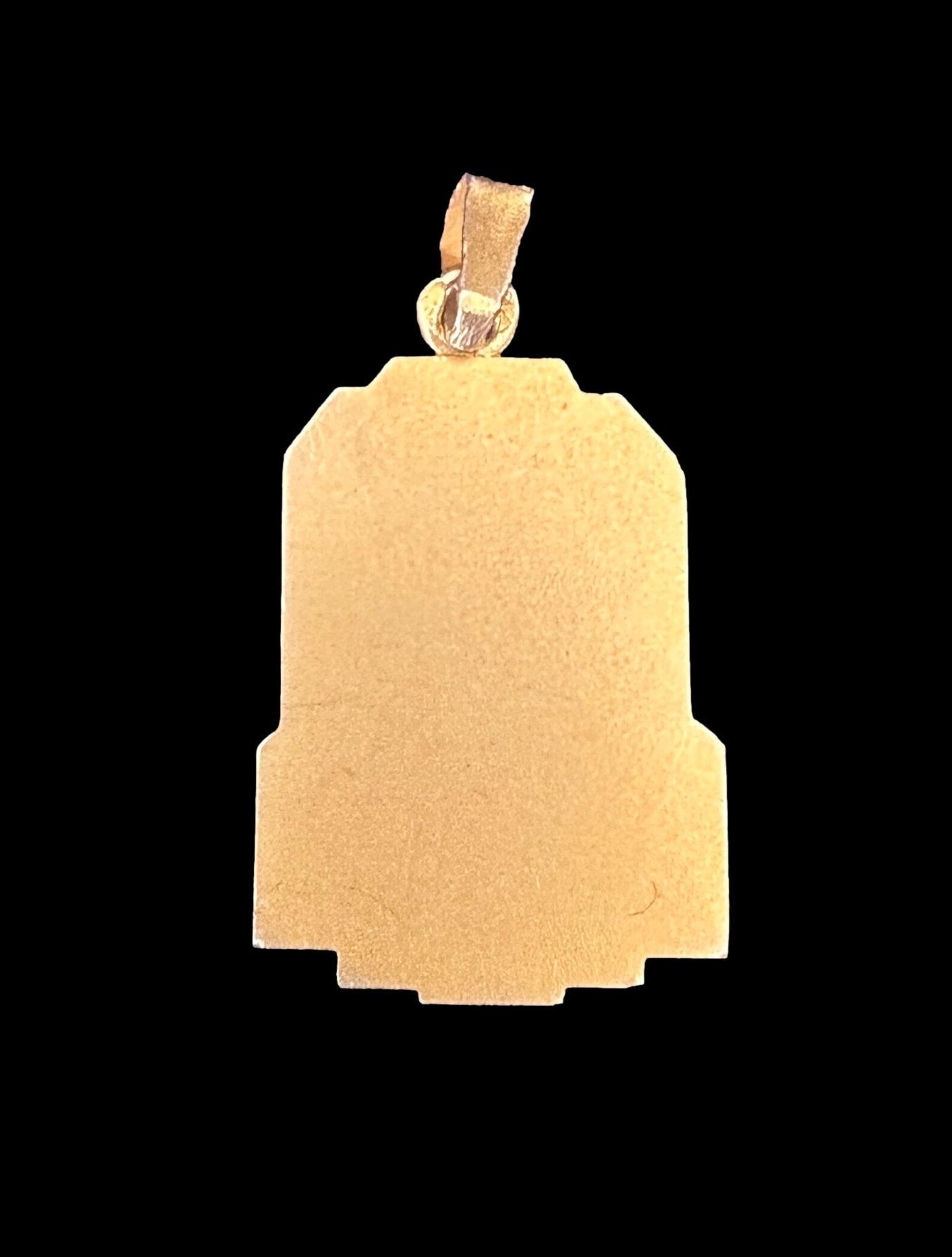 Art Deco French Virgin Mary medal in 18K gold, vermeil and sterling silver, antique Catholic pendant with Mary in profile.