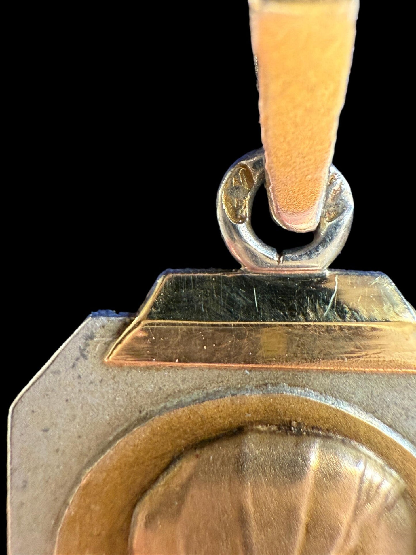 Art Deco French Virgin Mary Medal – 18K Gold & Vermeil on Sterling Silver