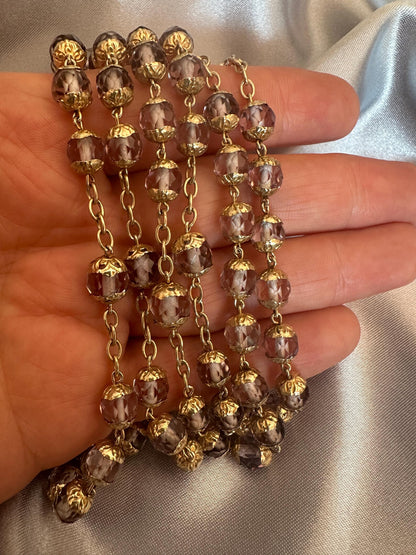 Antique French Vermeil Rosary – Faceted Light Purple Crystal Beads