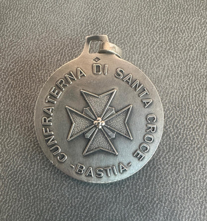 Rare Solid Silver Christ Medal – Minerva Hallmark, Cunfraterna di Santa Croce Bastia