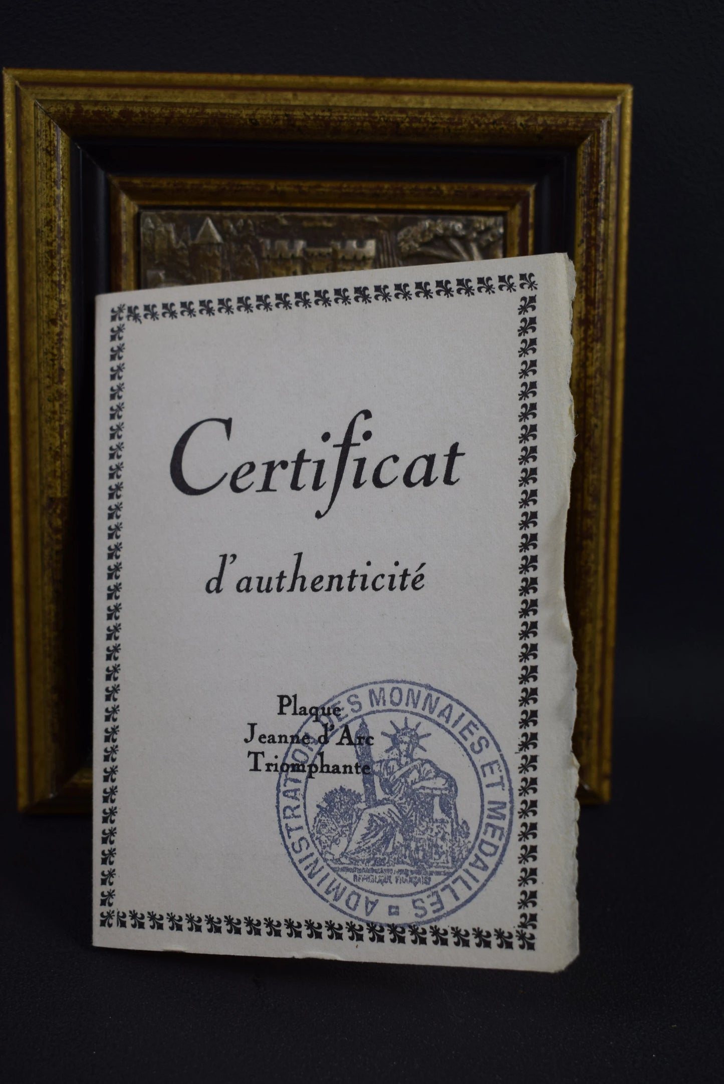 Vintage French Religious Sterling Silver Plaque Joan of Arc, Historical Commemorative Piece