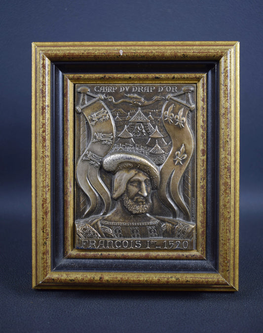 Antique French Sterling Silver Plaque François 1er, Historical Commemorative Artwork