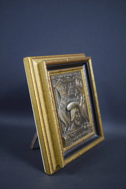 Antique French Sterling Silver Plaque François 1er, Historical Commemorative Artwork