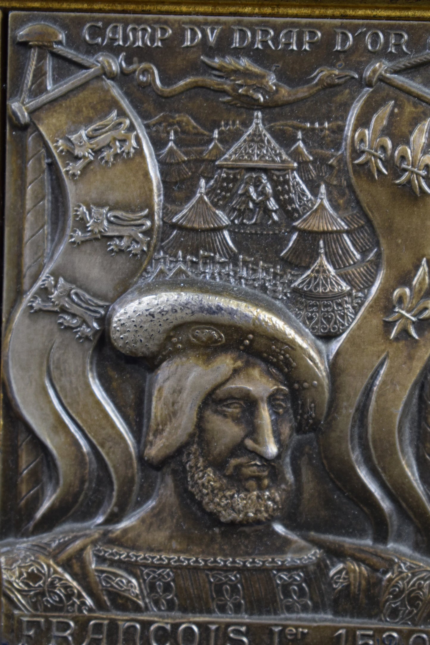 Antique French Sterling Silver Plaque François 1er, Historical Commemorative Artwork