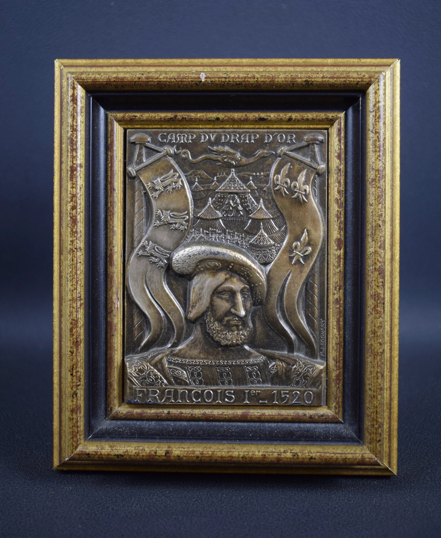 Antique French Sterling Silver Plaque François 1er, Historical Commemorative Artwork