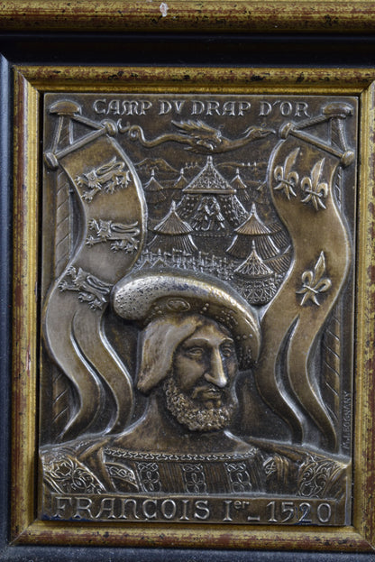 Antique French Sterling Silver Plaque François 1er, Historical Commemorative Artwork