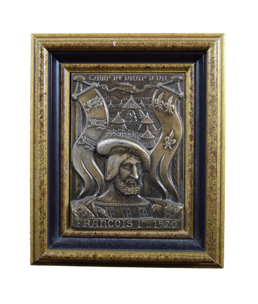 Antique French Sterling Silver Plaque François 1er, Historical Commemorative Artwork