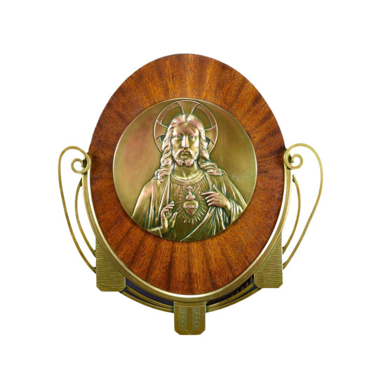 Art Deco French Religious Wall Plaque – Christ Medallion Signed RUFFONY