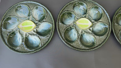 Vintage French Majolica Oyster Plate – Saint Clément 1930 – Art Deco