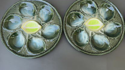 Vintage French Majolica Oyster Plate – Saint Clément 1930 – Art Deco