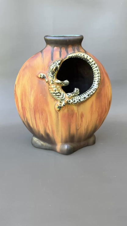 Vintage 1920 Gilbert Méténier Stoneware Vase Art Nouveau & Deco