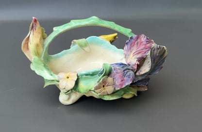 Antique Longchamp Majolica Iris Basket – 19th Century