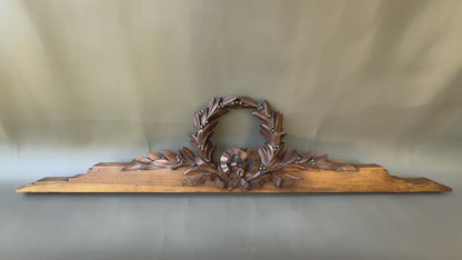 19th Century Carved Walnut Pediment – Louis XVI Laurel Wreath French Antique